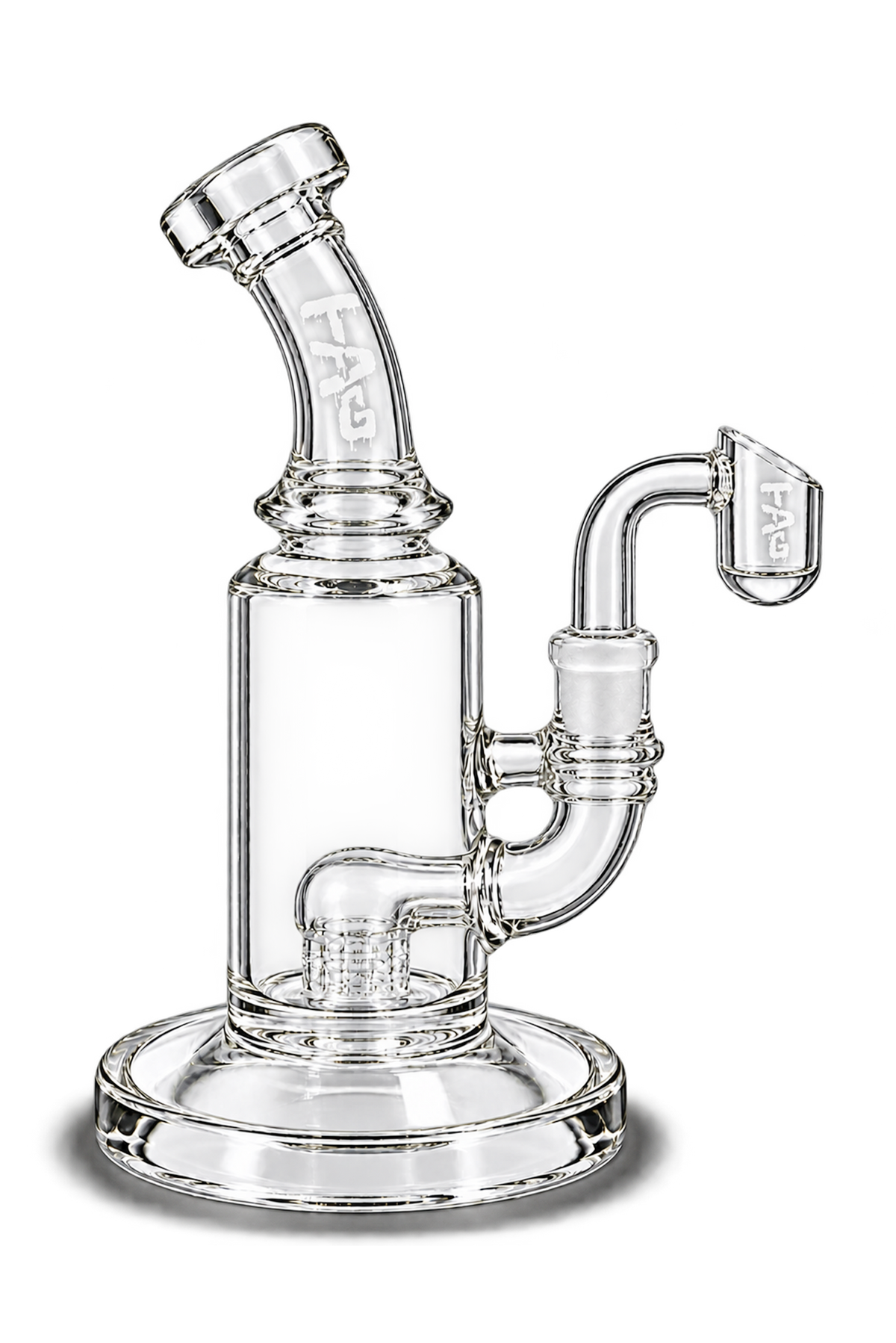 TAG - 6" Bent Neck Micro 6 Arm Tree 44x4MM - Dab Rig - (10MM Female)