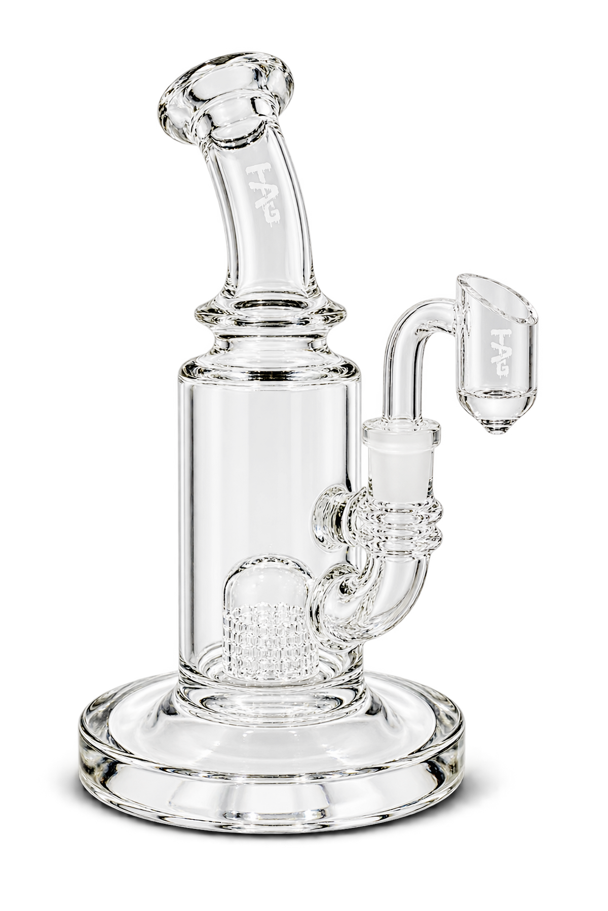 TAG - 6" Bent Neck Micro 6 Arm Tree 44x4MM - Dab Rig - (10MM Female)